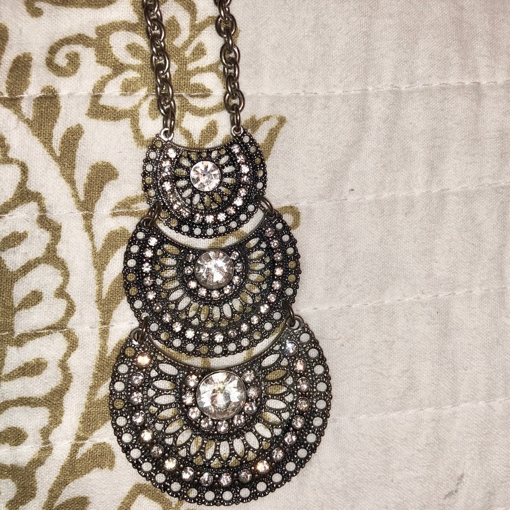 Silver in cubic zirconia statement necklace